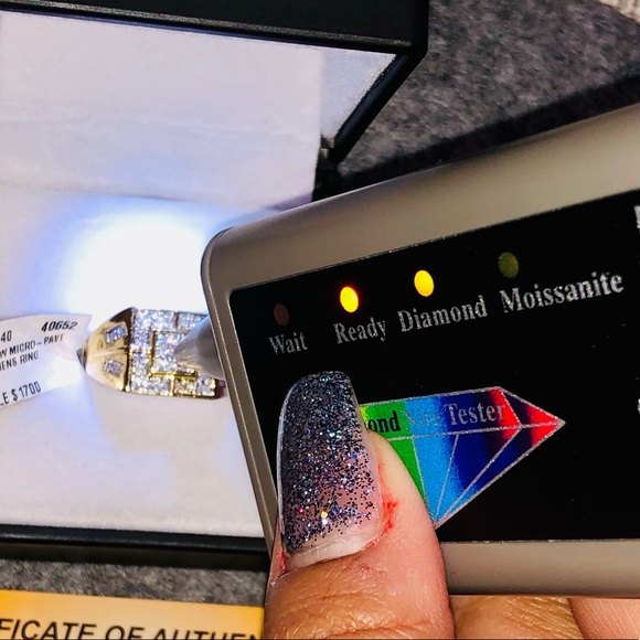 10k solid gold real diamond men ring free appraisal not plated no fake stones - Picture 4 of 8